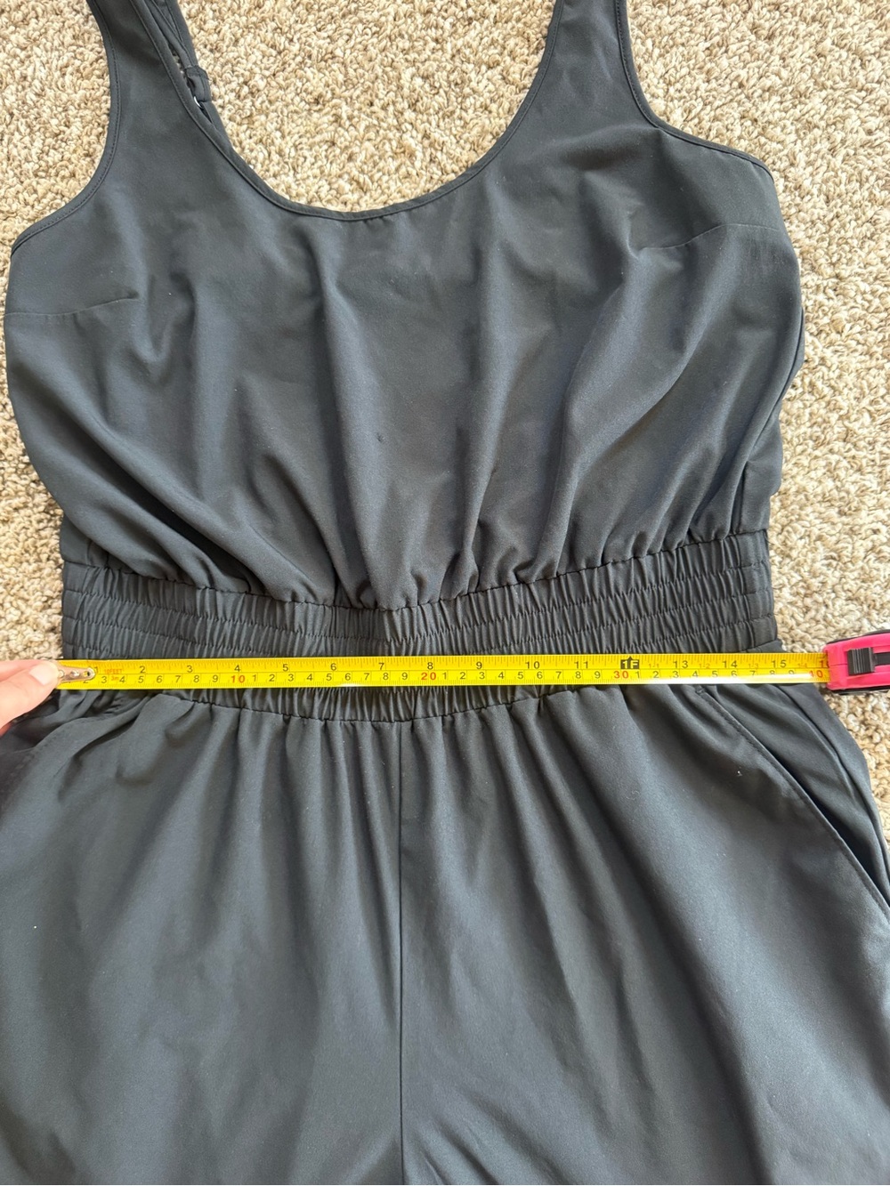 Abercrombie & Fitch Black Traveler Sleeveless Smocked-Waist Jumpsuit - Picture 9 of 12